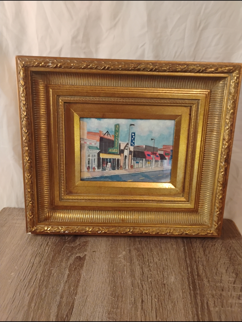 Vintage downtown Business District Painting
